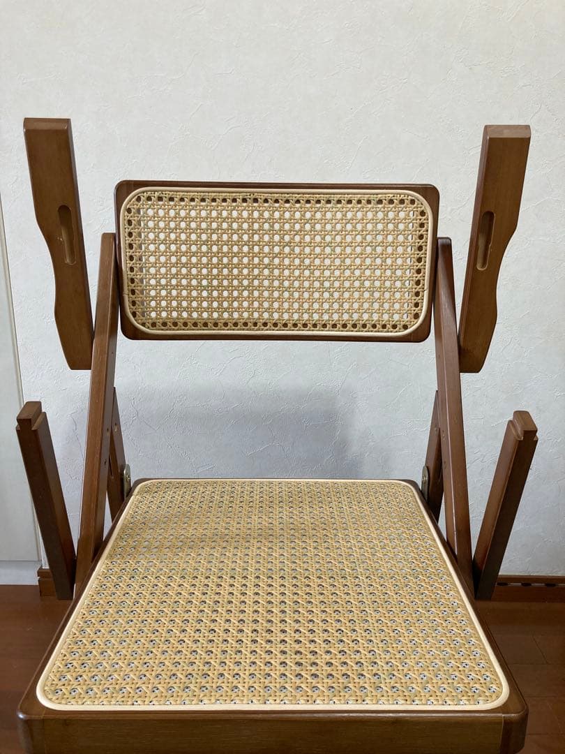 【美品】Rattan Folding Chair ラタン折りたたみチェア