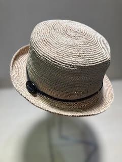 サンアルシデ　LEO HAT ナチュラル＋ネービーレザーリボン付き