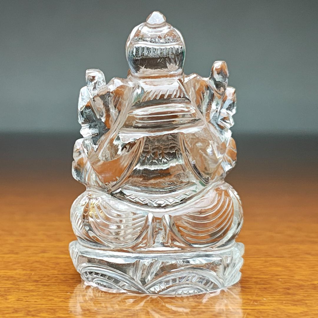 【No,8】ネパール ヒマラヤ水晶製 インドの神様 ガネーシャ立像 煙水晶