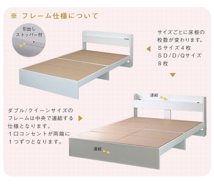 【ダブル　ブラック】シンプルでスタイリッシュなベッド＜フレームのみ＞