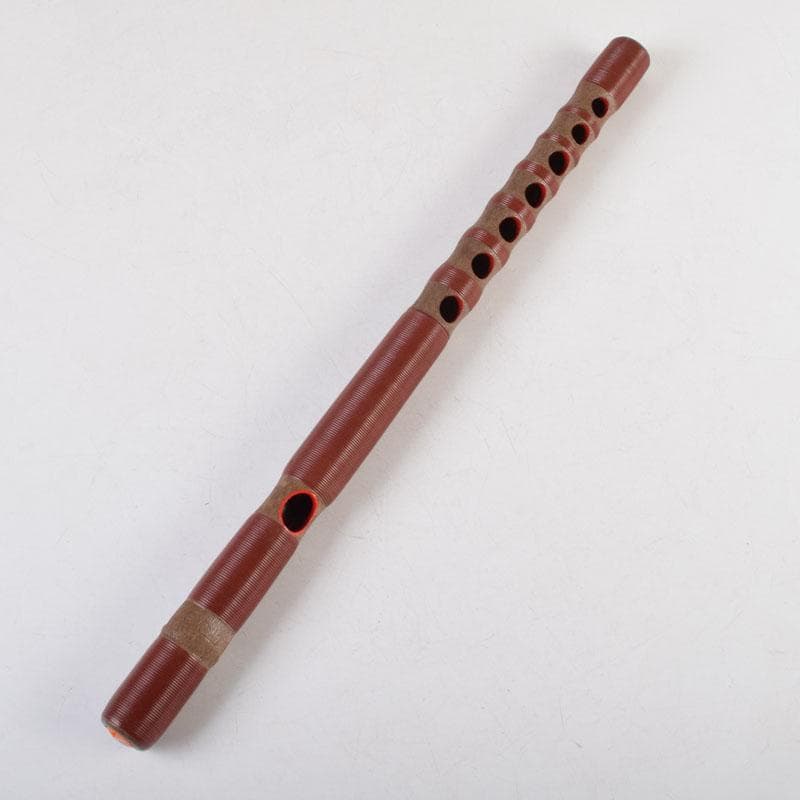 和楽器　木管楽器　樹脂製朱塗　龍笛　横笛　竹笛　袋付　V　9053