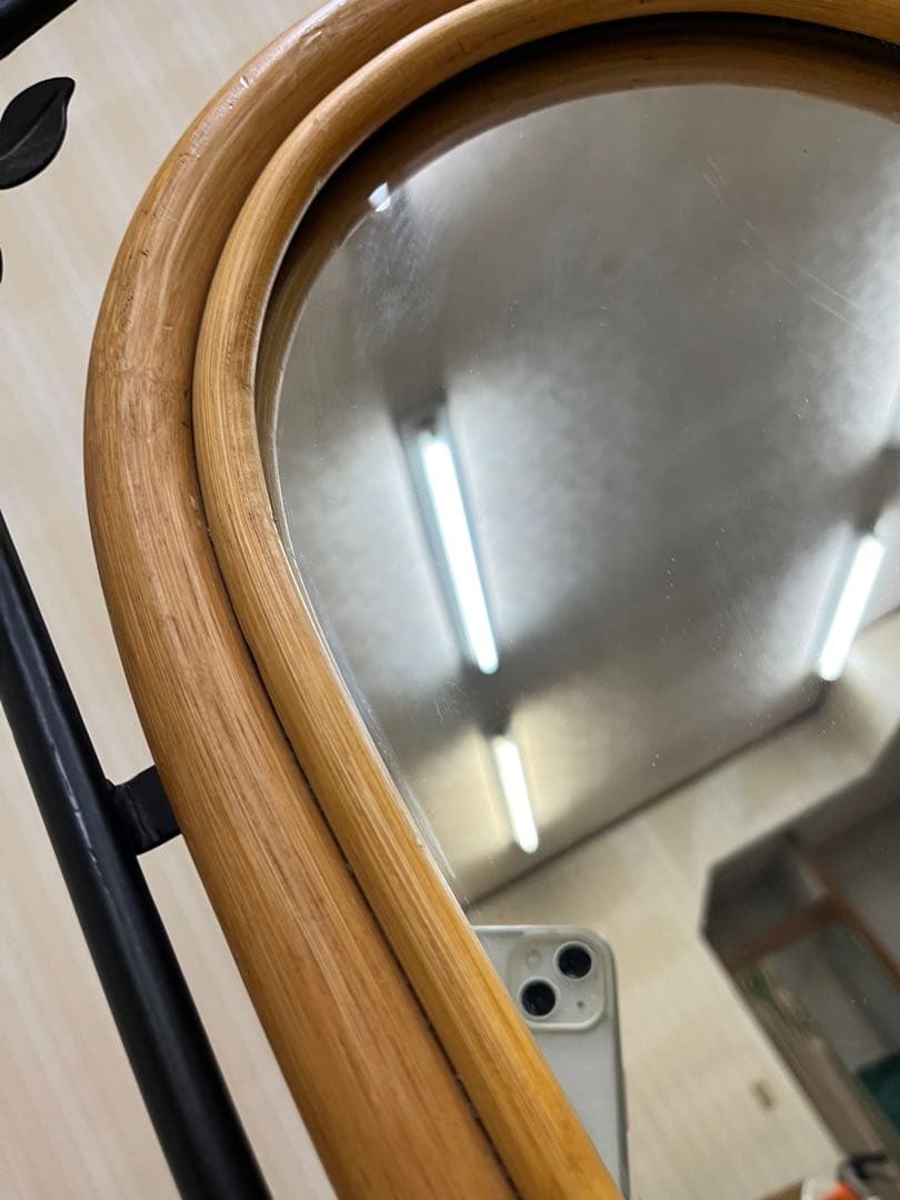 アンティーク風木製スタンドミラー 全身鏡 自立式