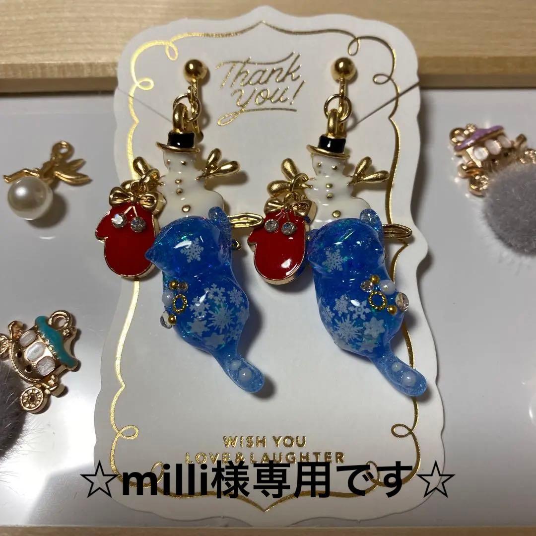 ☆スノーマンとスノー猫ちゃんイヤリング☆
