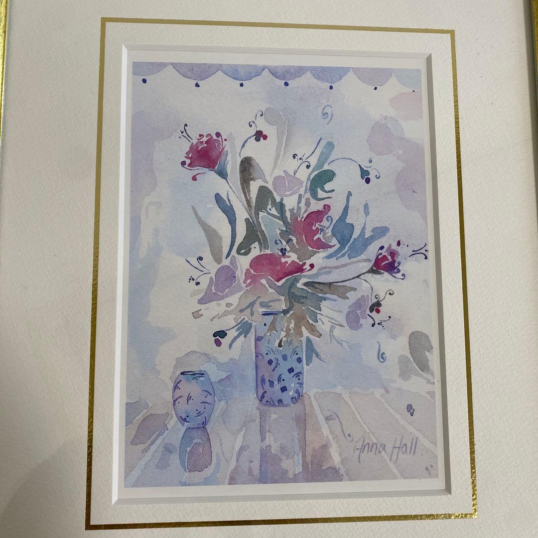 Anna Hall アンナホール　花さし　アート作品 リトグラフ