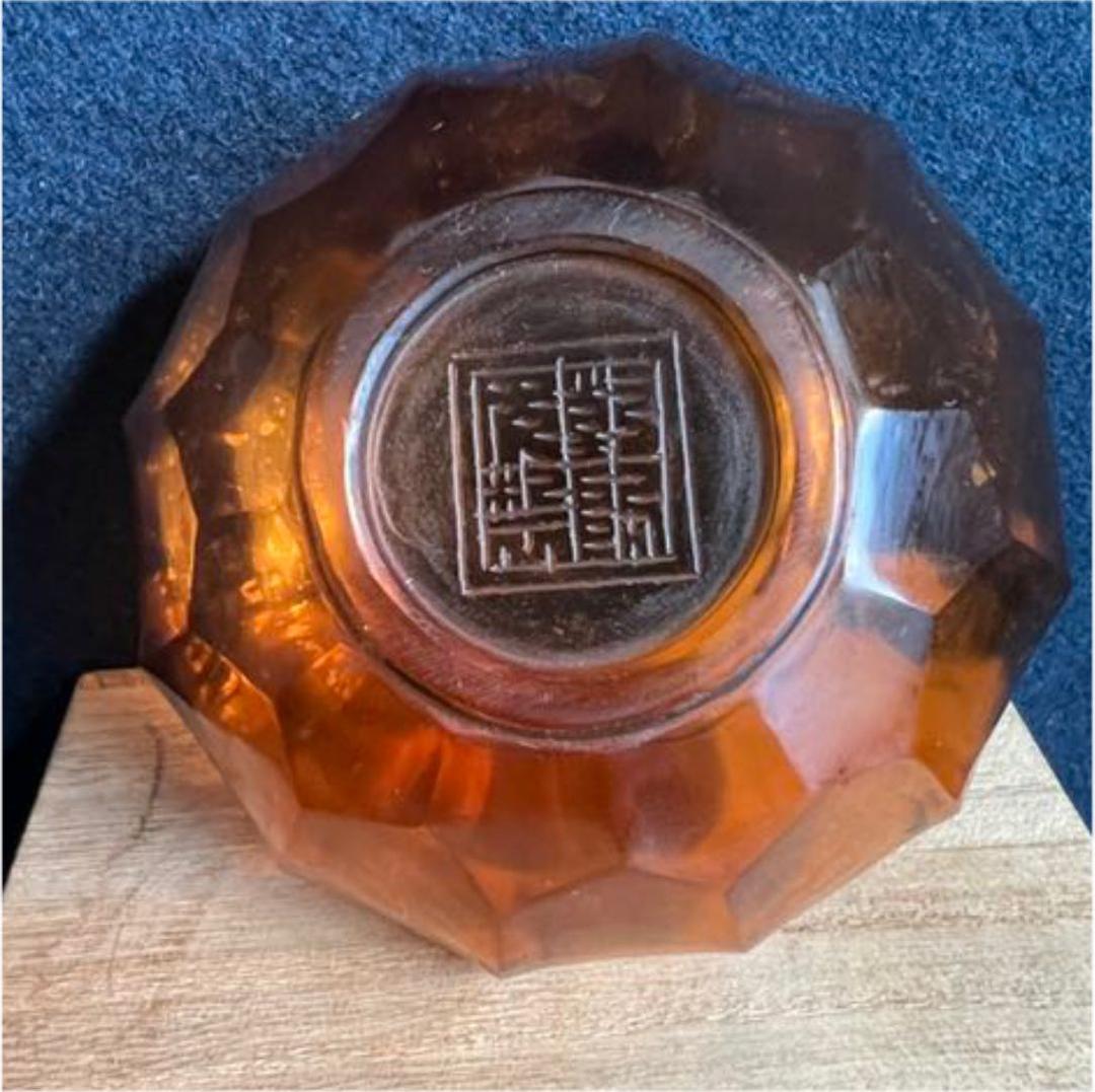 古美術　文房具　【乾龍年製】在銘清時代瑠璃水滴、水盤