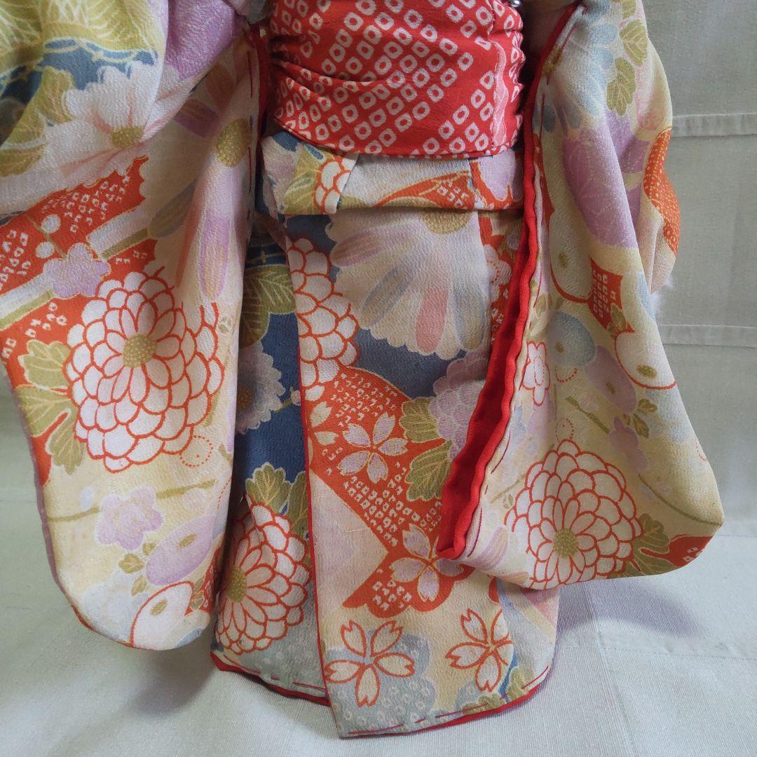 古布着物ベア　約32cm スタンド付　七五三　お正月　ひな祭り　ハンドメイド