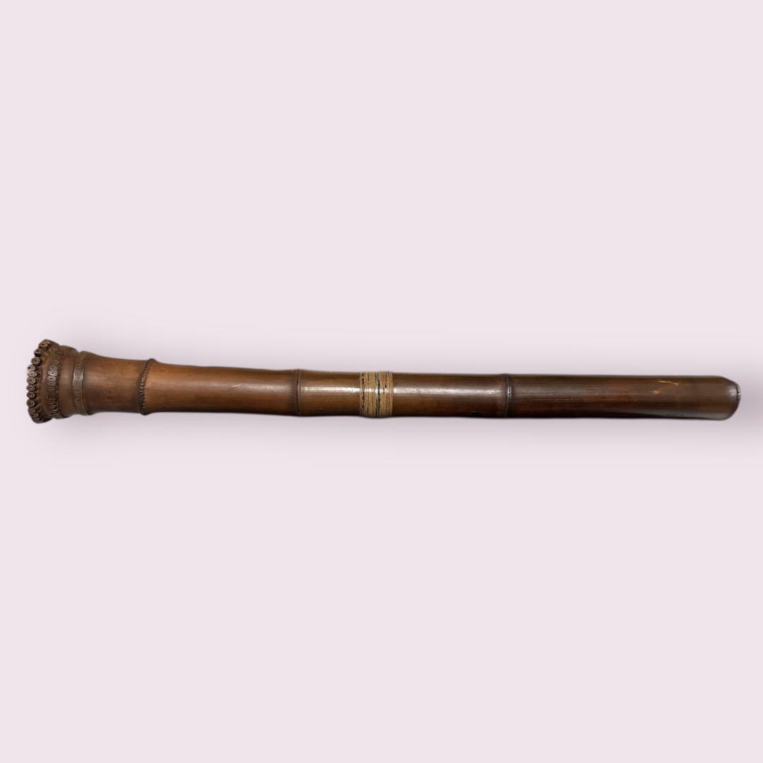 【美品】尺八 琴古流 一尺六寸管（田嶋撰・竹勇 銘）銀縁唄口