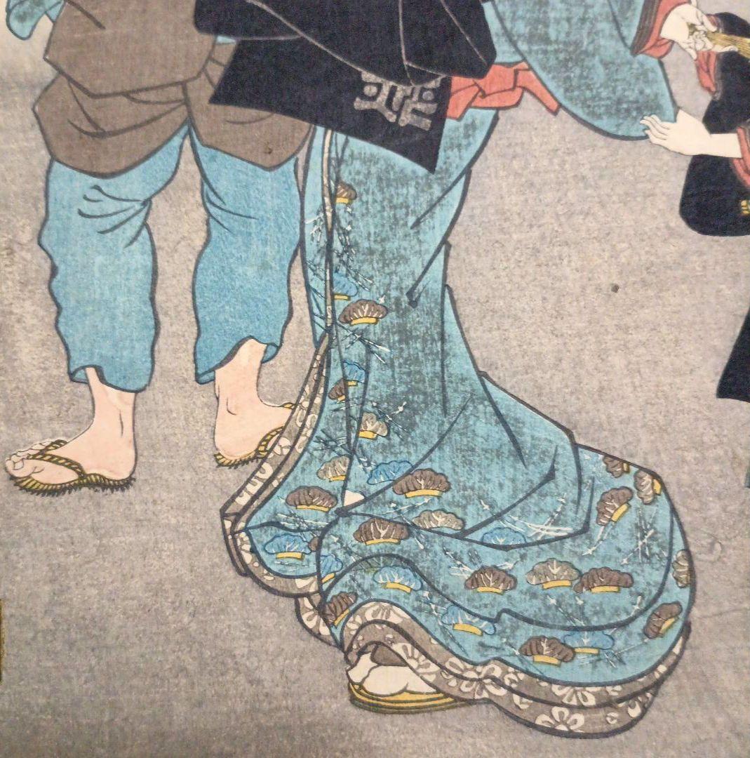浮世絵版画、小倉百人一首（中納言行平、16)一勇齋歌川国芳画、弘化3年出版