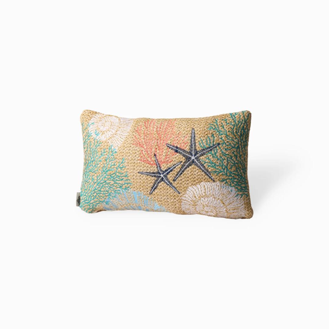 海洋生物刺繍クッション 長方形