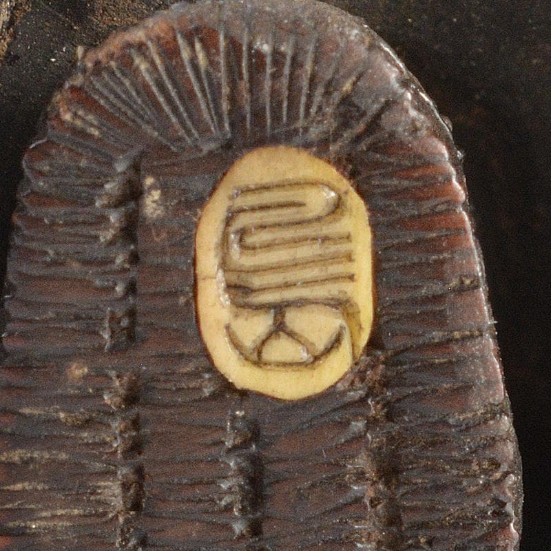 中国　唐木紫壇彫刻　母子像　置物　在銘　V　R5162