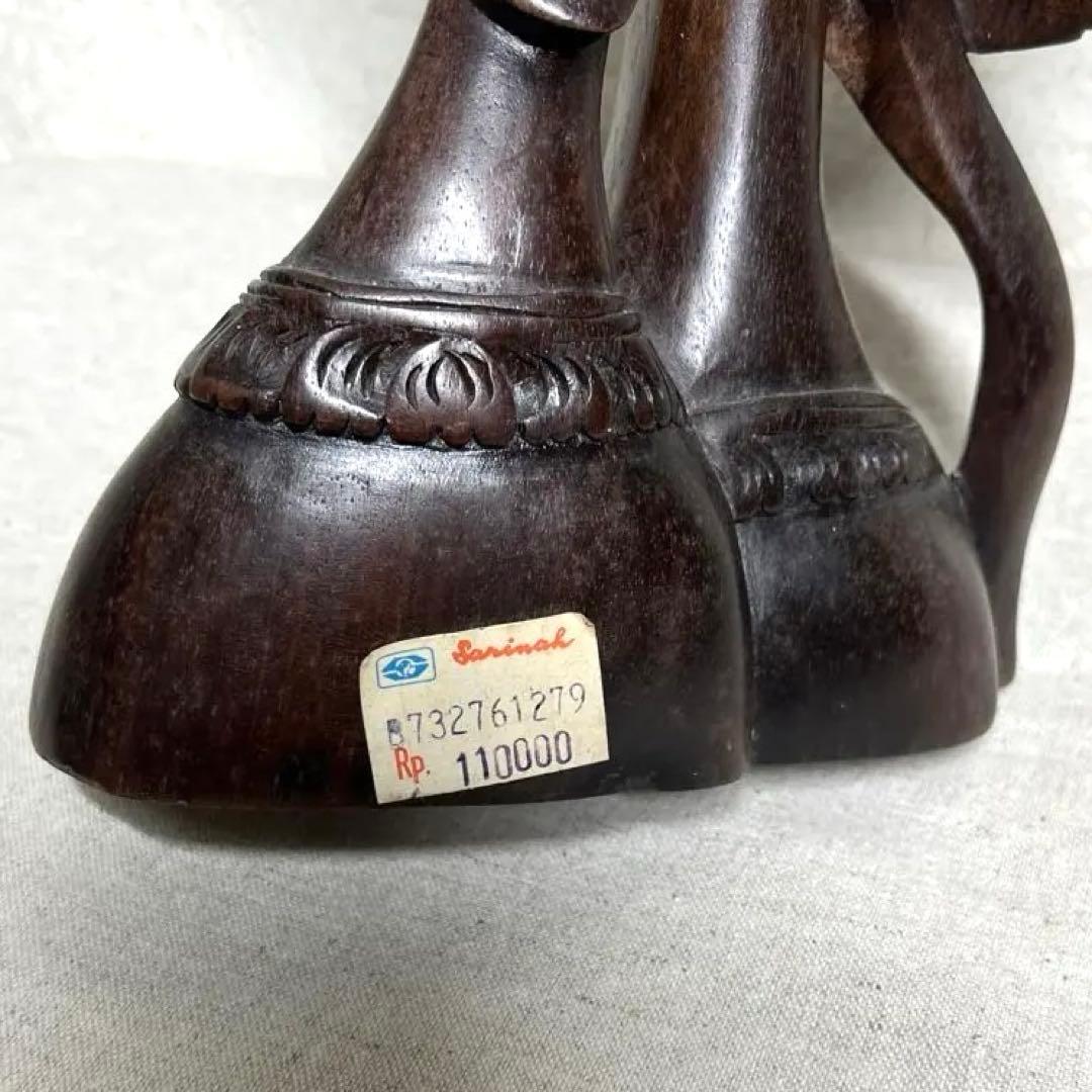 【素敵】木製彫刻 二面の顔　アンティーク古代物　高さ36cm