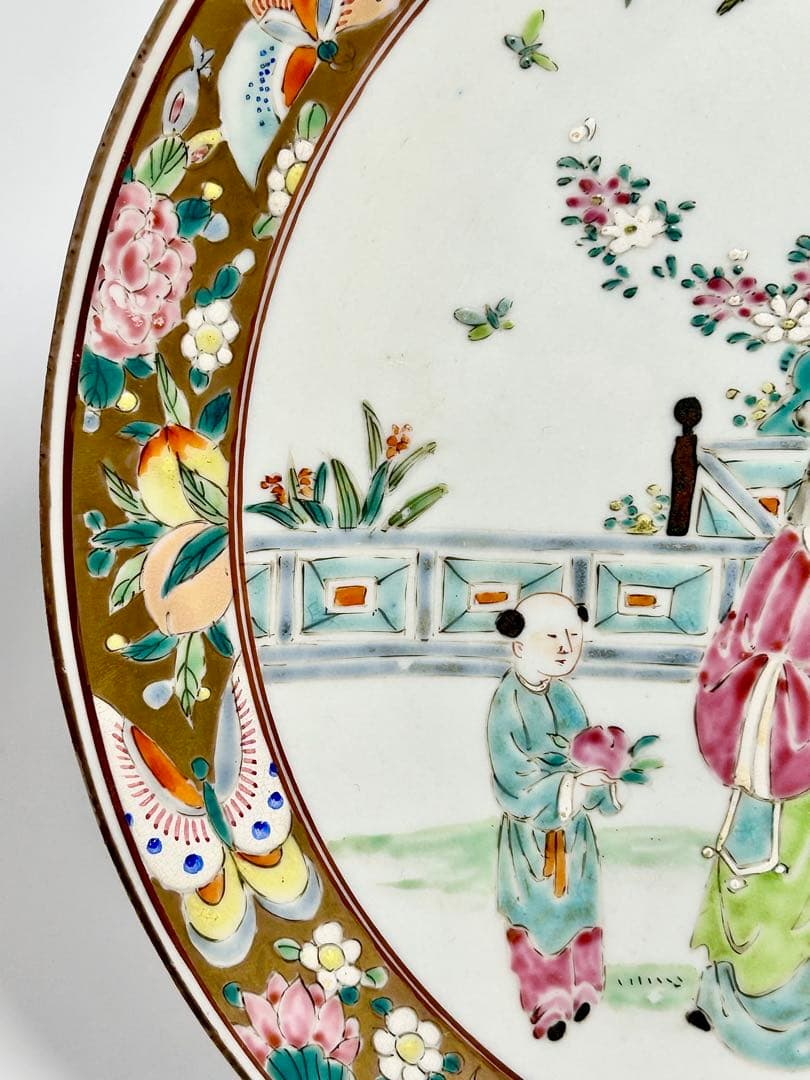 明治の名工 初代晩香 庄村健吉 色絵尺皿 有田焼 伊万里