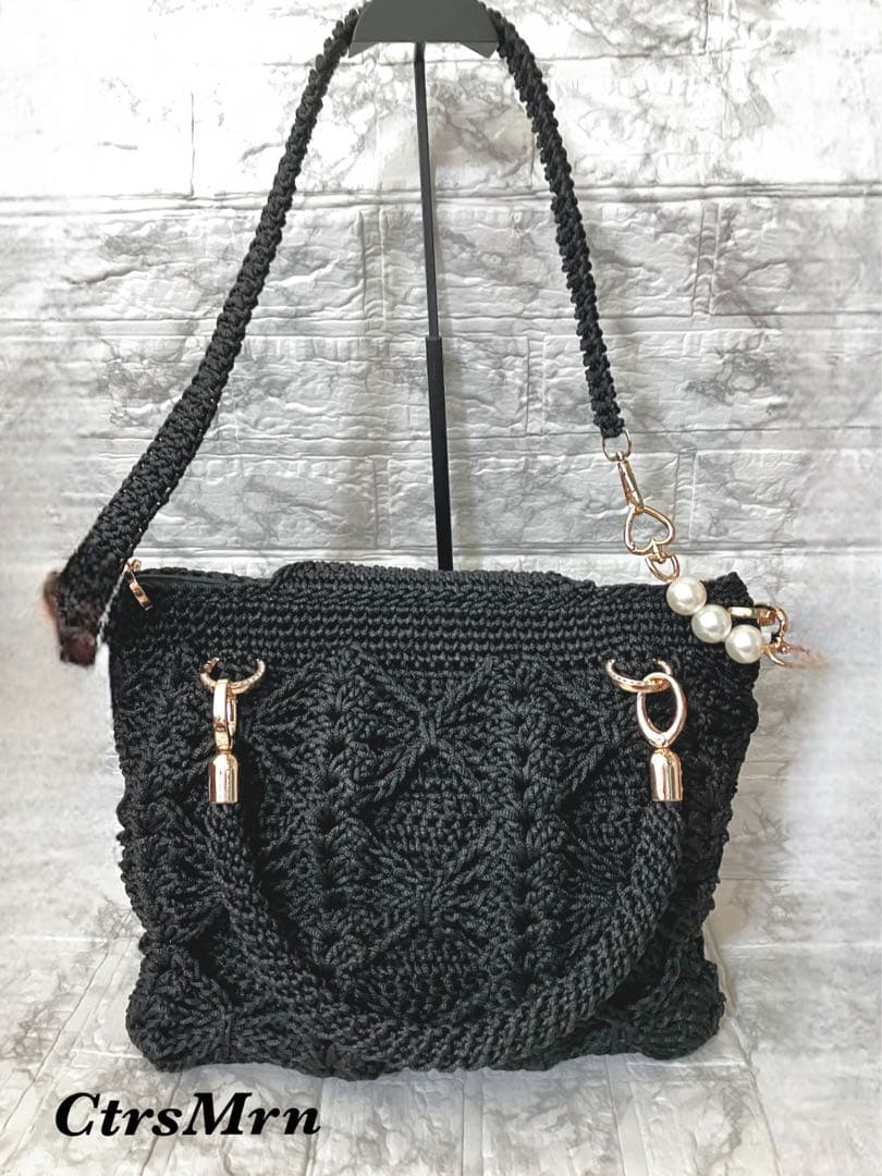 ✧‧˚ Fatima✧‧˚ハンドメイド 手編み バタフライ模様 バッグ