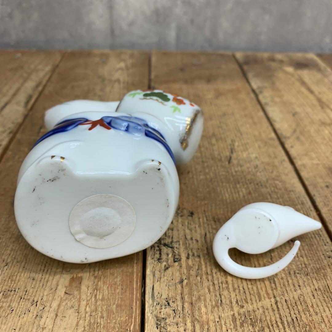 E-4 【極美品】干支 置物 子（ねずみ）親子 陶器 縁起物 打ち出の小槌 金彩