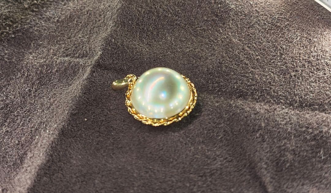 大きめ真珠ラウンドペンダント 18K ゴールド