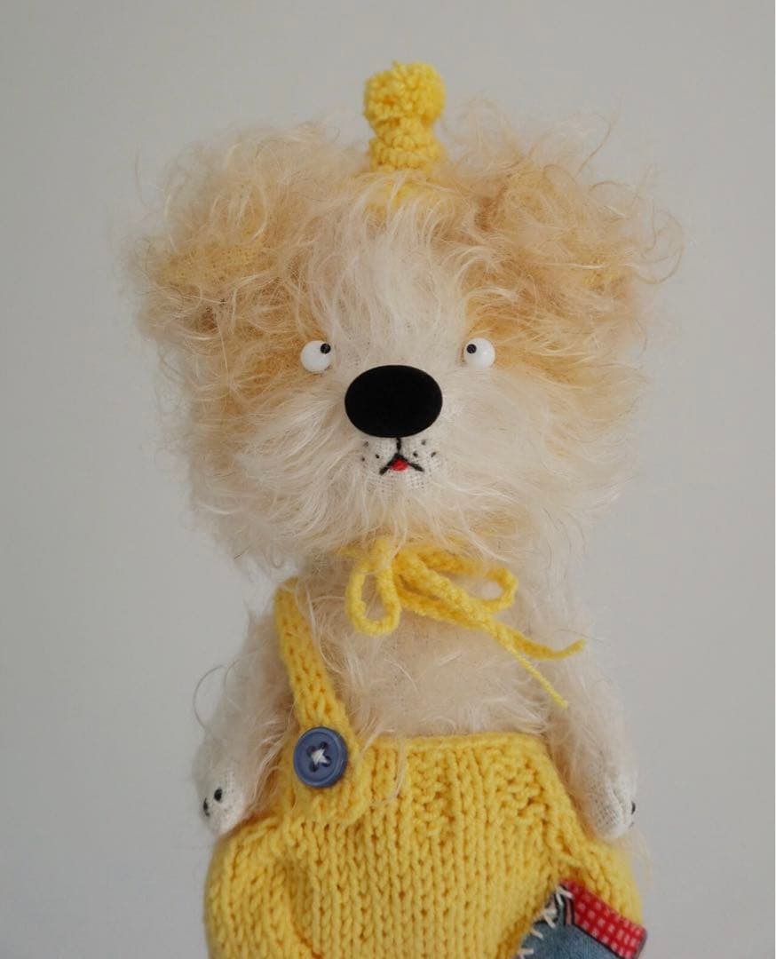 ポップコーンカラーの仔犬 アーティストベア 海外作家様 ハンドメイド ぬいぐるみ