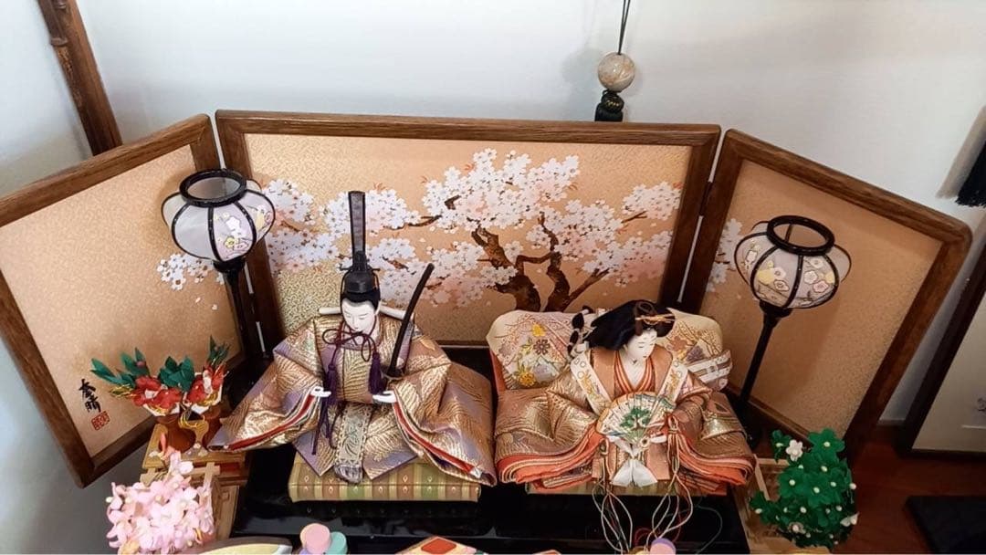 ひな人形セット 桜背景付き