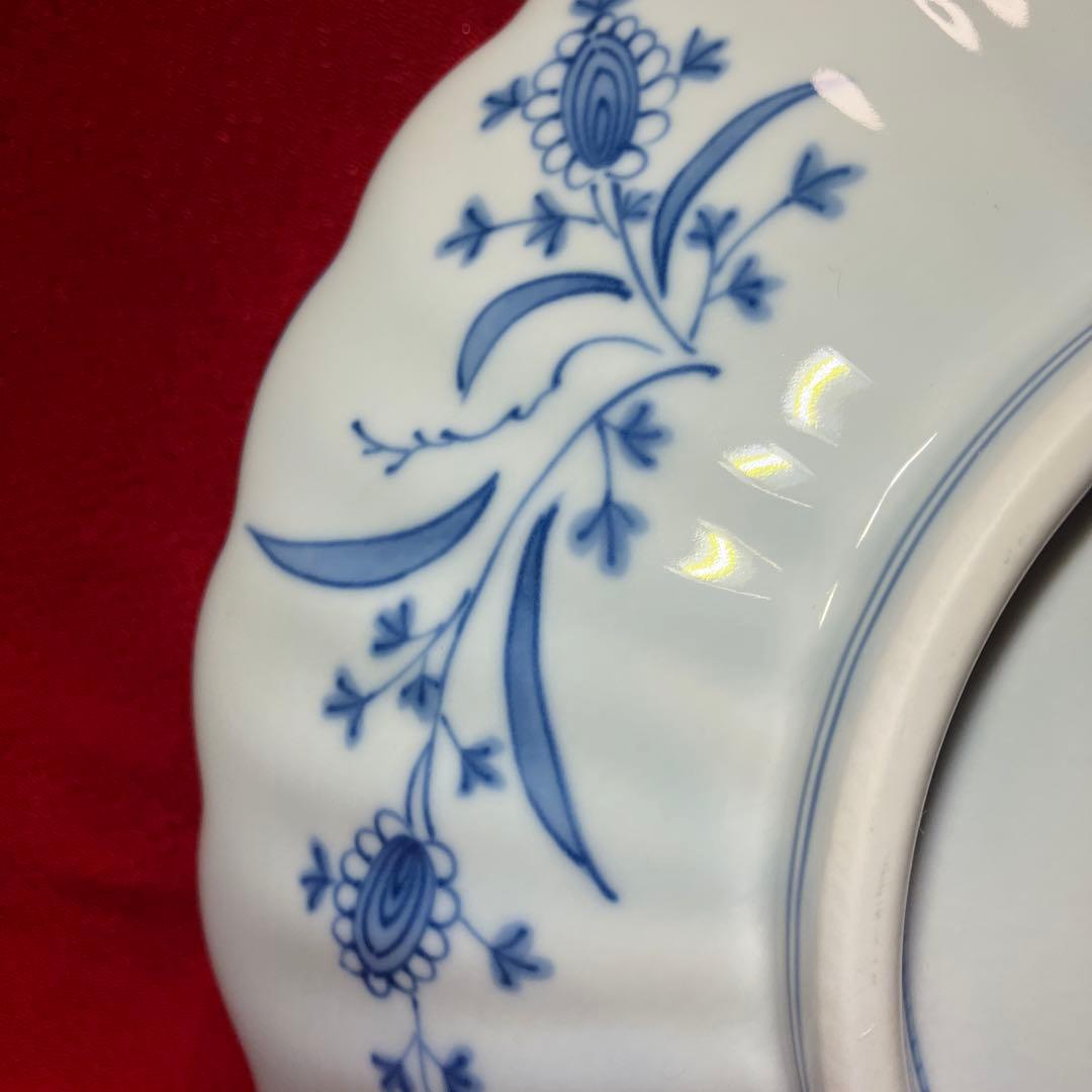 三洋陶器　龍峰窯　染付更紗　花鳥文様　輪花鉢　菊割盛鉢　未使用シール付
