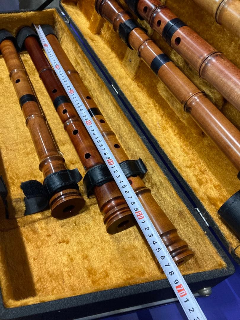 G）尺八 銘木尺八 蝴蝶 ★ 竹製 伝統和楽器 6本セット