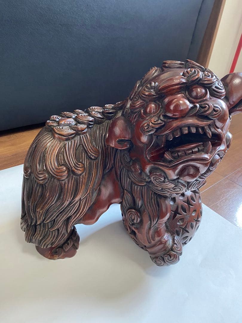 獅子 彫刻 木製獅子像 家の御守り 中国芸術品