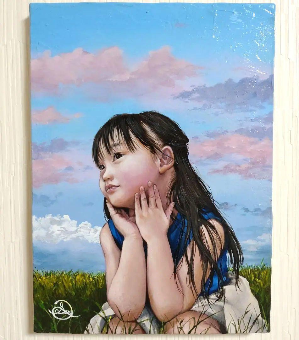 油絵◆超写実絵画【夕刻の夢】1点物の原画/真作/作者サイン入り/F4号キャンバス
