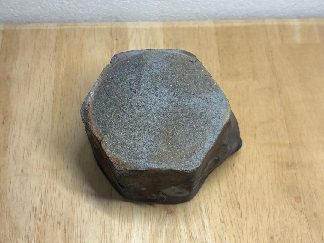 123. 備前焼 宝瓶 登り窯 竹 6角 手びねり 急須