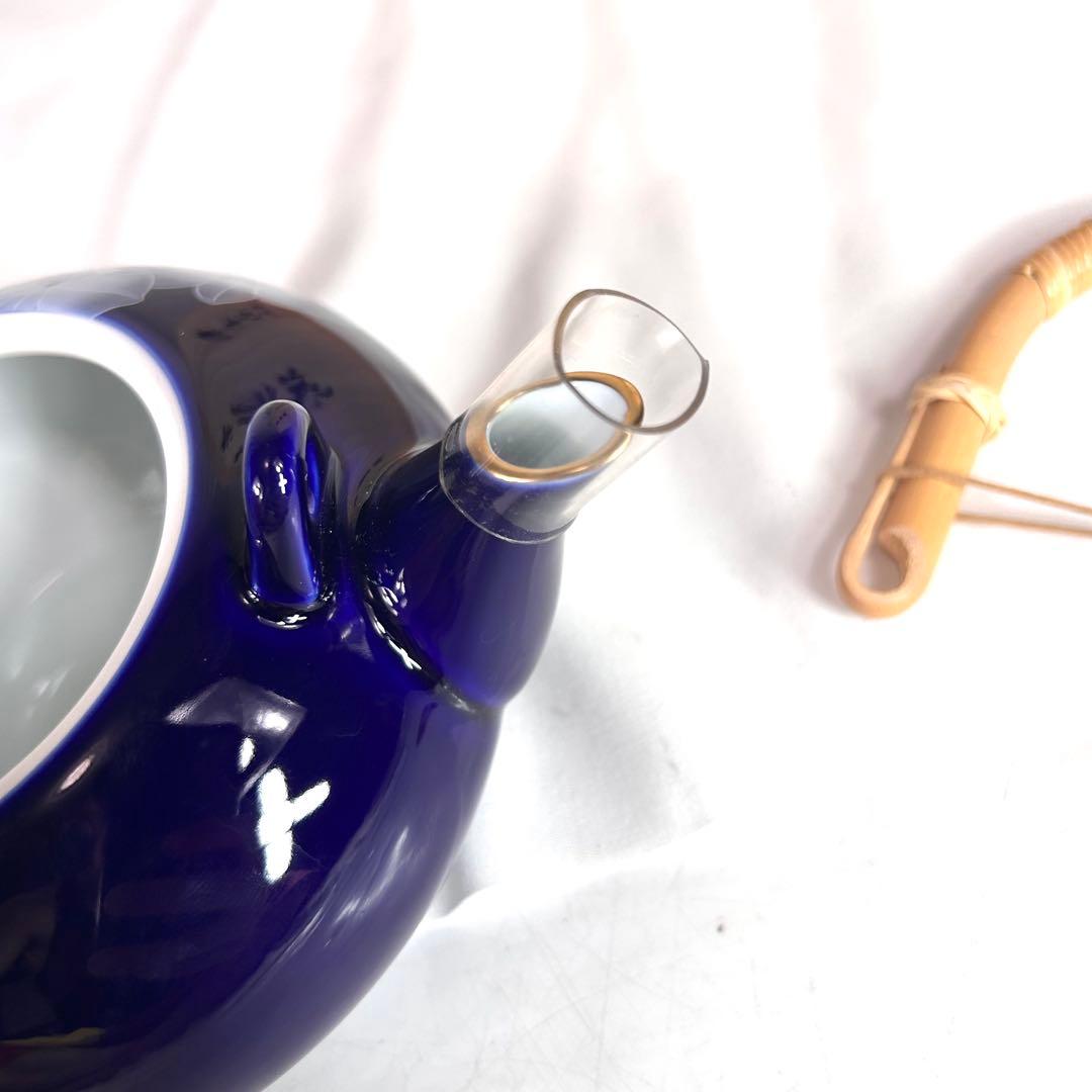 香蘭社 ルリ胡蝶蘭 茶器 急須 蓋付き湯呑み 5客