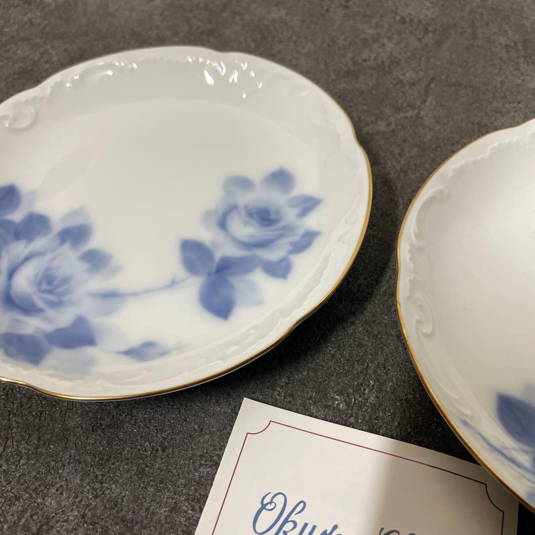 大倉陶園 ブルーローズ 銘々皿揃え 5枚セット 小皿 プレート 15cm未使用品