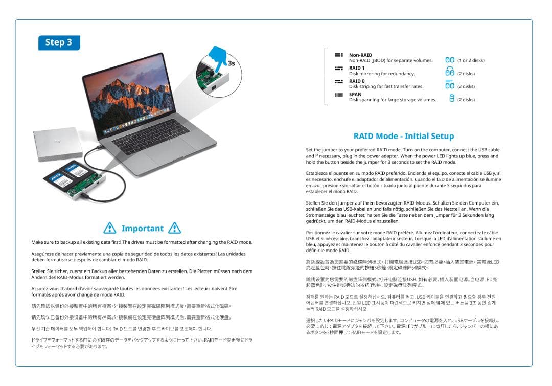 Crucial MX500 1TB×2台 USB3.1RAIDケース付き