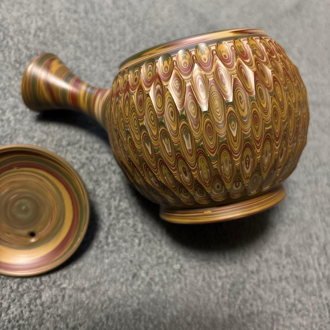 常滑焼　練込網目カット文急須　2個セット　小西友仙作
