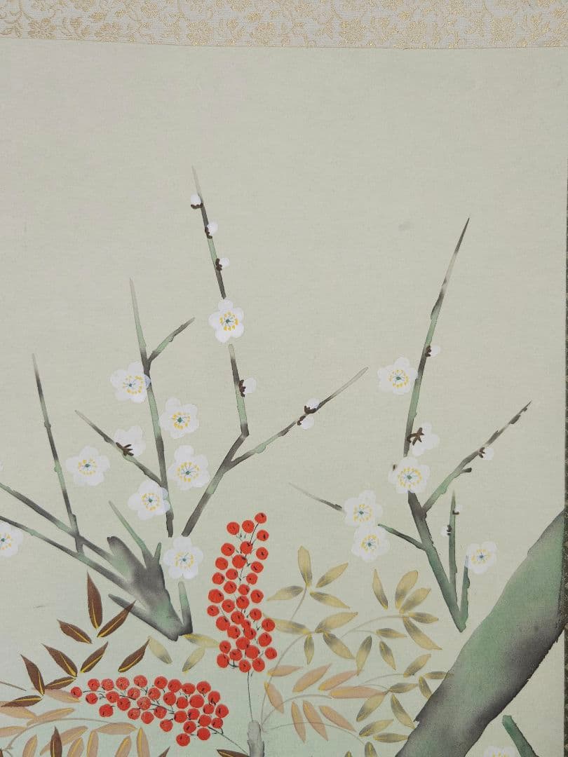 花野作　四季花　牡丹　掛け軸