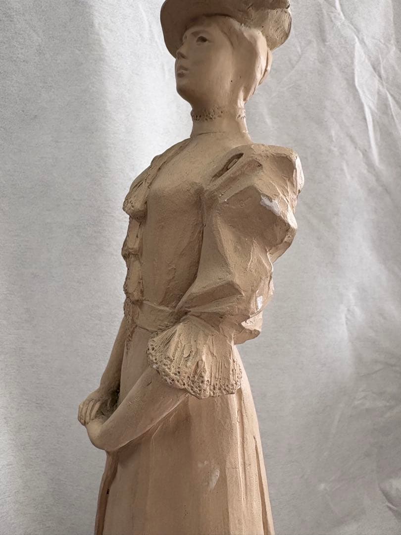 ビクトリア朝 女性像 陶器 傘付き 約30cm