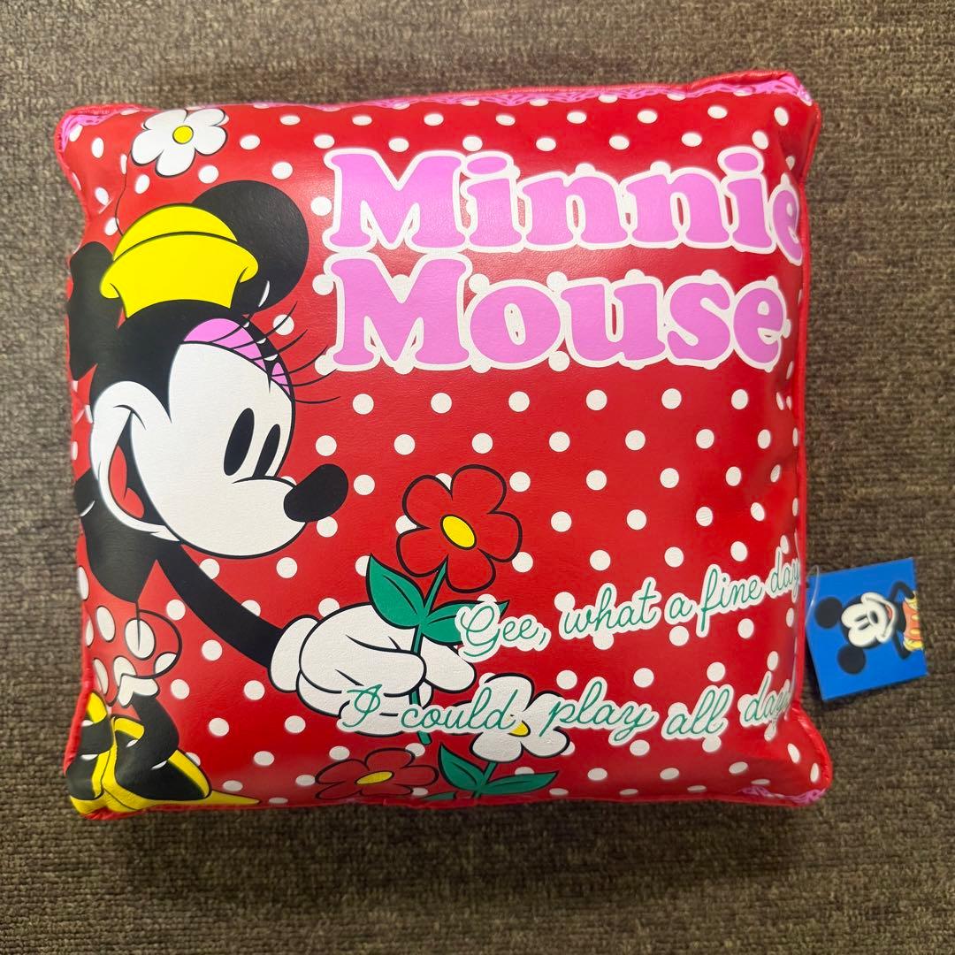 ミニーマウス レザークッション 赤ドット Disney 平成レトロ レア 希少