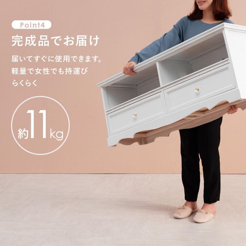 幅110cm【新品】アンティーク風 テレビ台 クラシカル　クリスタル調取っ手
