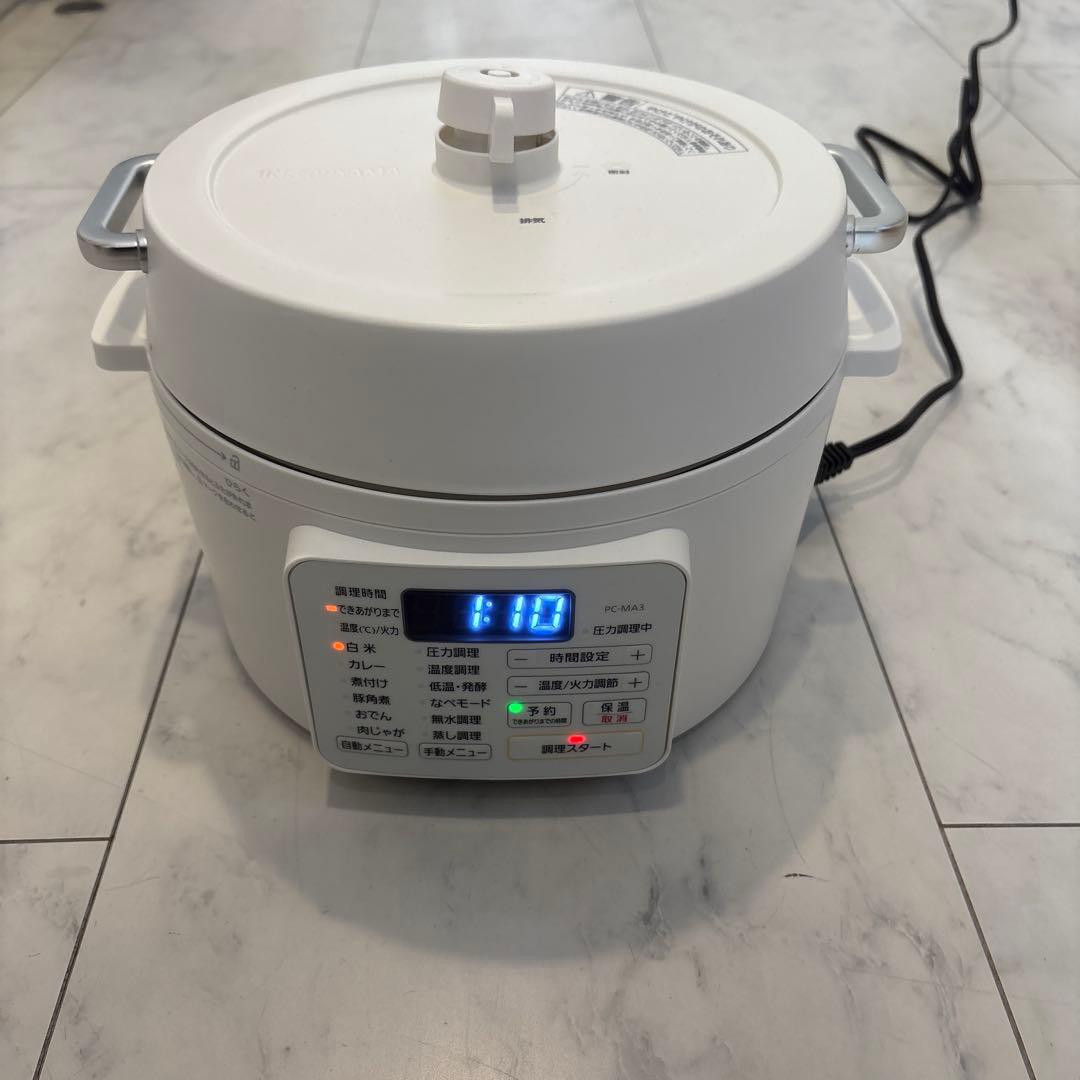 【USED】電気圧力鍋 3L 大容量 ホワイト 圧力鍋 PC-MA3-W