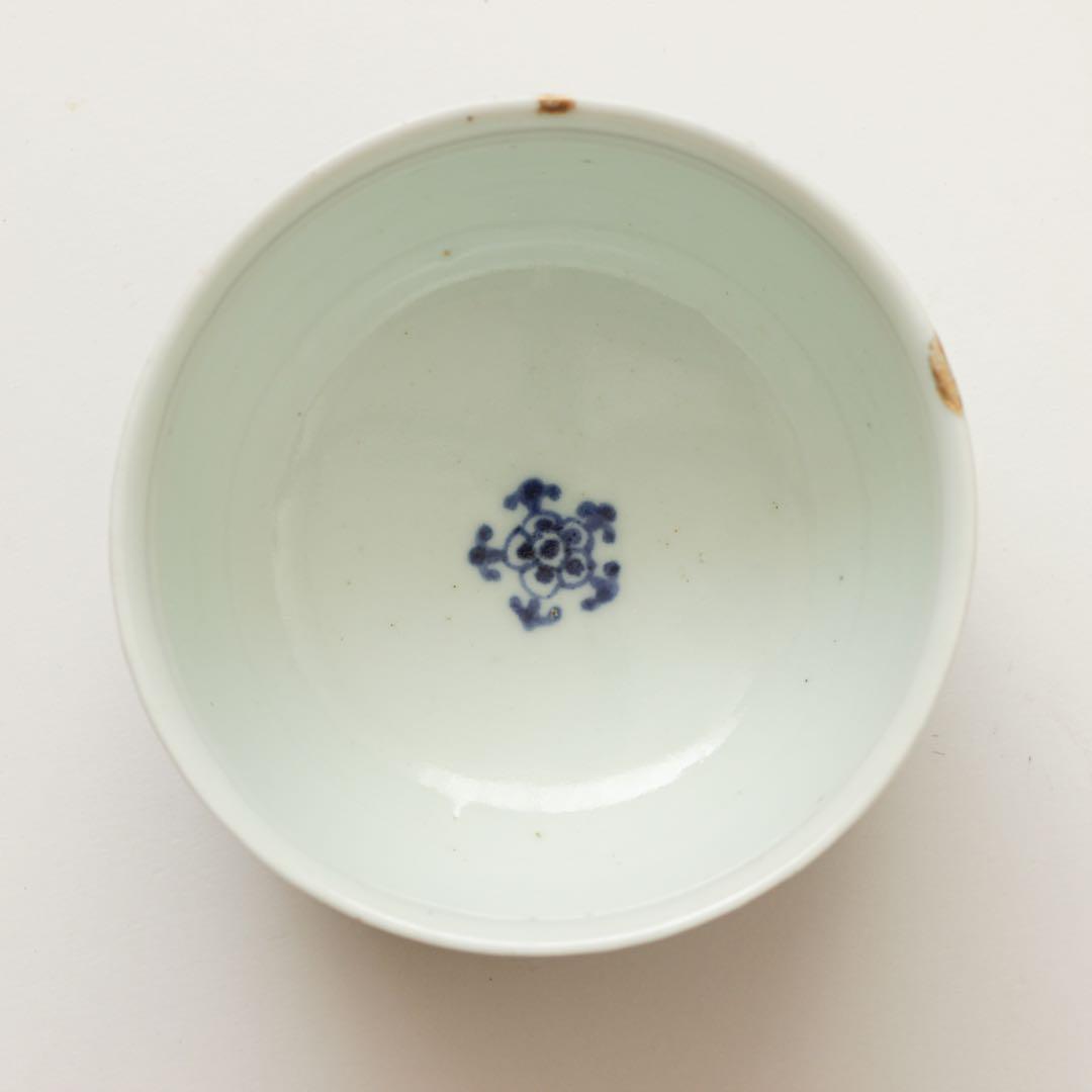 古伊万里　伊万里　江戸　中期　茶器　煎茶碗　染付　向付　2客セット　金継ぎ　材料