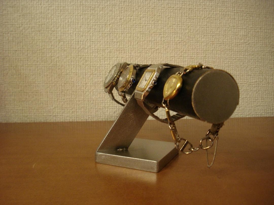 腕時計スタンド　ハンドメイド　匿名配送　ブラック4本掛け腕時計スタンド