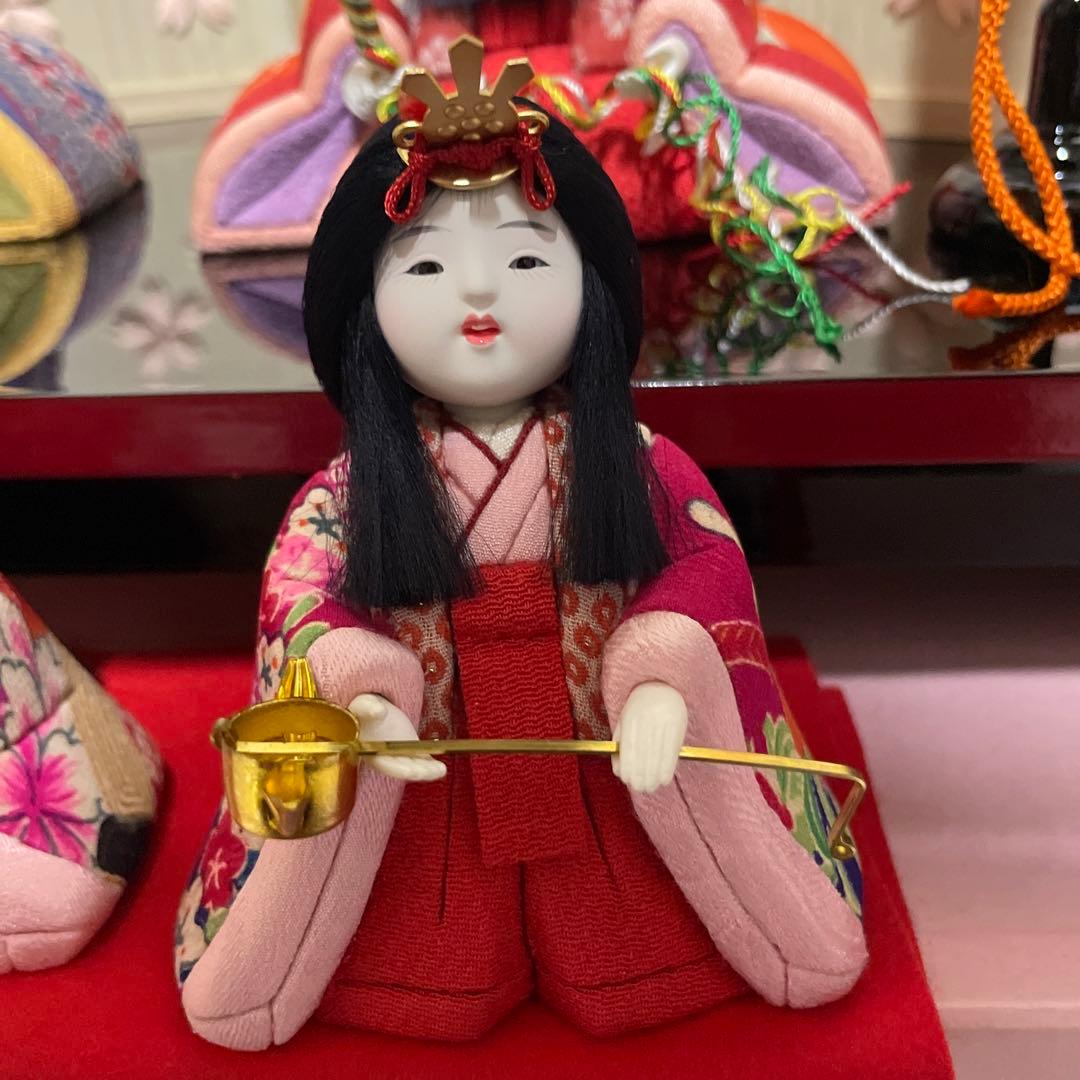 【未使用品】くろちく　とっても可愛い！木目込人形　雛人形　お雛様　東宮五人飾り