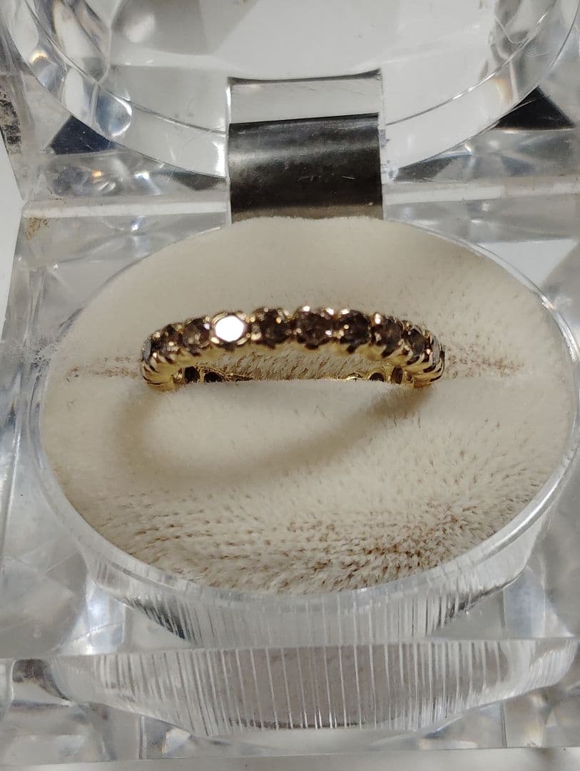K18 ブラウンダイヤ 1.0ct エタニティリング 約2.5g ヴィンテージ