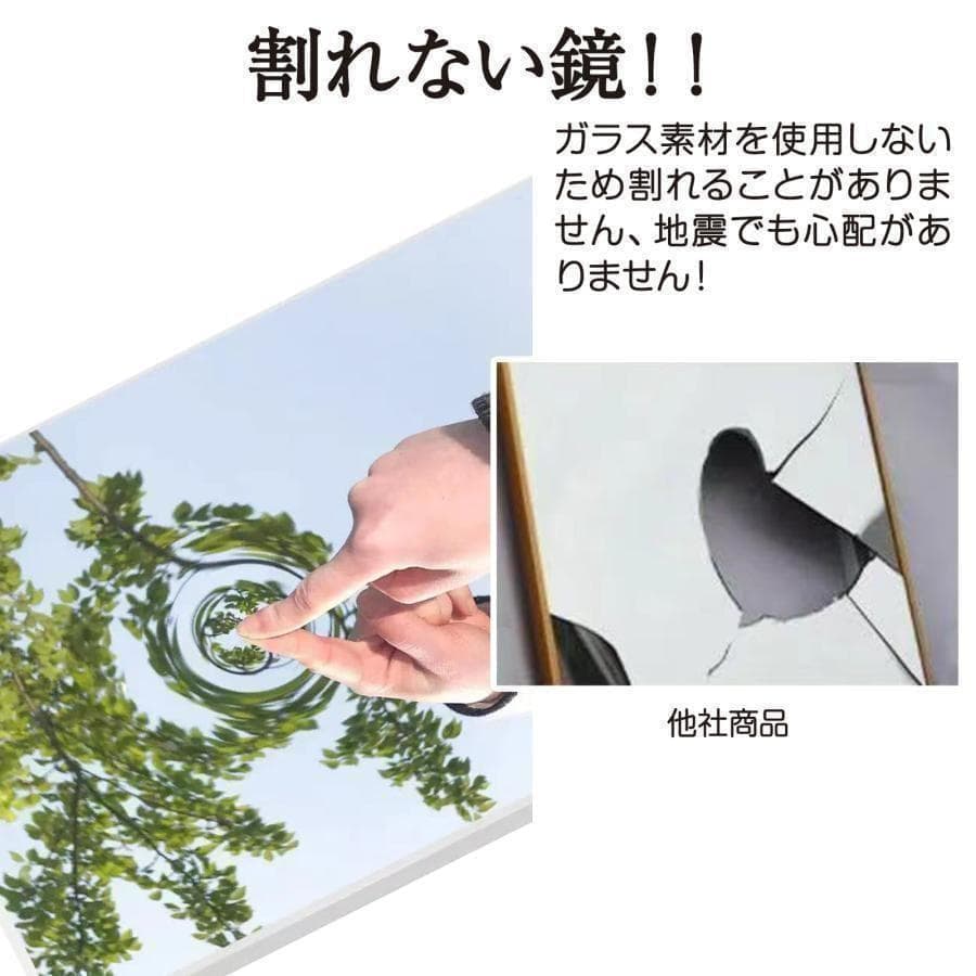 【中古】ダンスミラー 割れない鏡 幅60x160cm 姿見 木色 15番