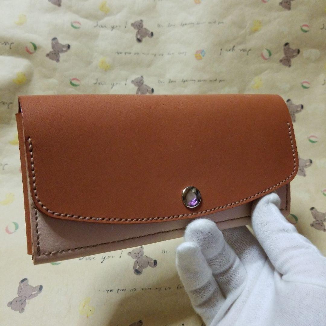 牛革　栃木レザー✖️ヌメ革　コンパクト長財布　ハンドメイド財布