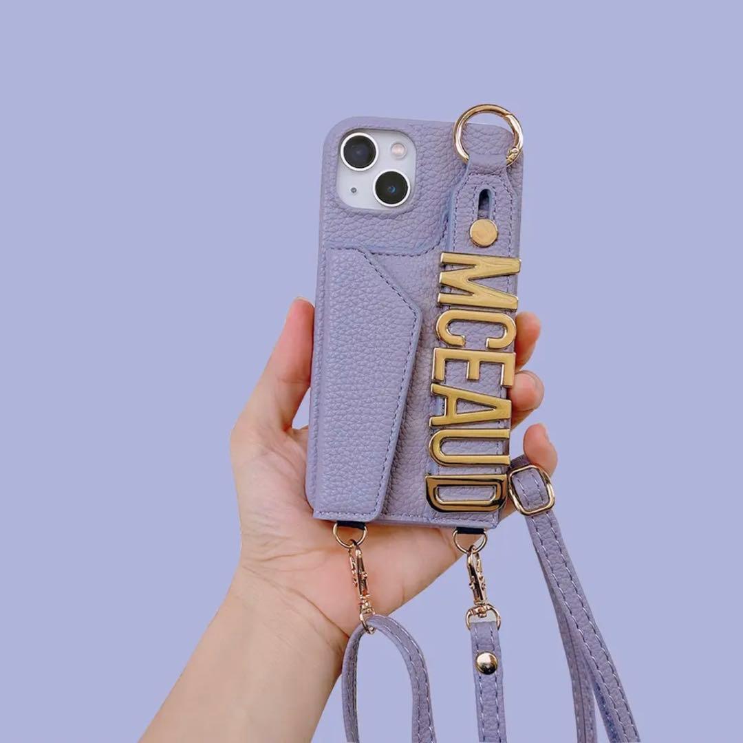 カードポケット＆ショルダー付き♡お出かけにも便利な名入れ可能iPhoneケース