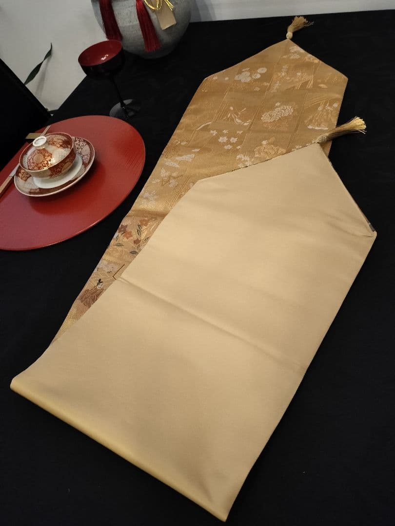 A768高級‼️全通帯‼️ひな祭り‼️袋帯テーブルランナー1m51cm