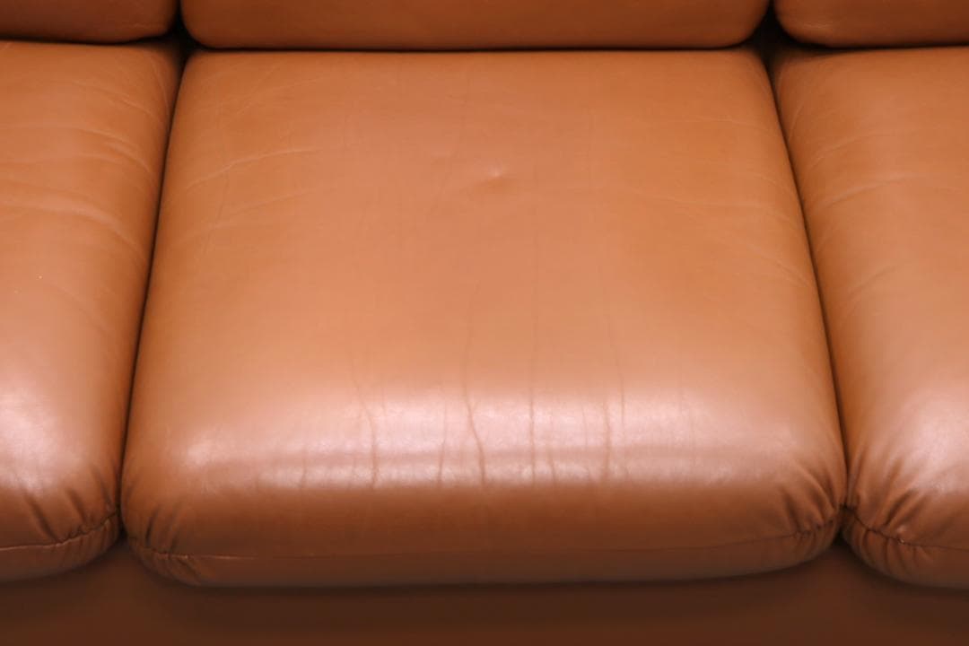 ヴィンテージ 本革 3Pソファ 3シーター レザー モダン ブラウン 茶 レトロ