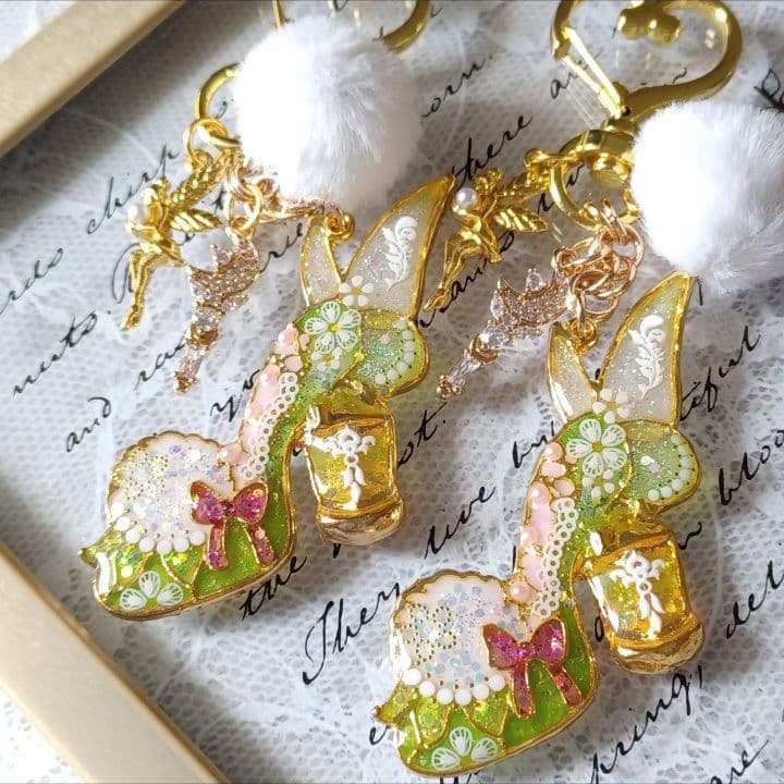 ♡プリンセス♡ハイヒール　ティンカーベル&ステッキ　他レジンキーホルダー計5点