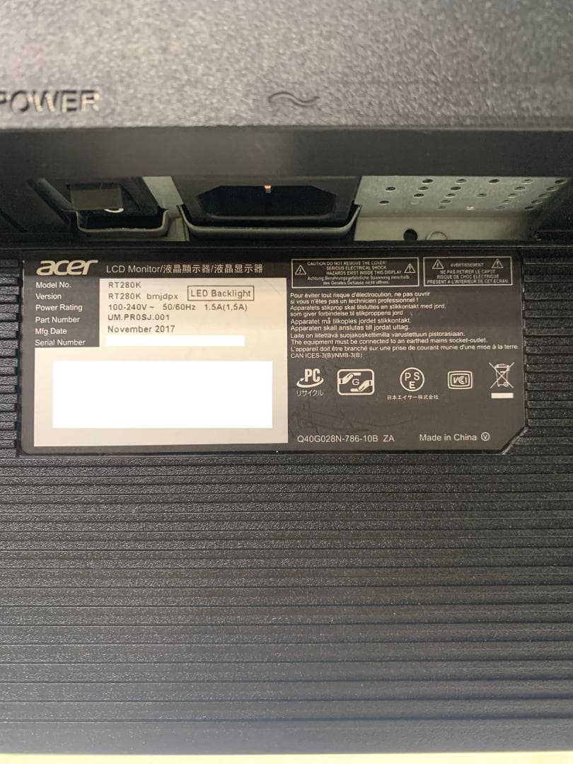 Acer RT280K 28インチ 4K液晶モニター
