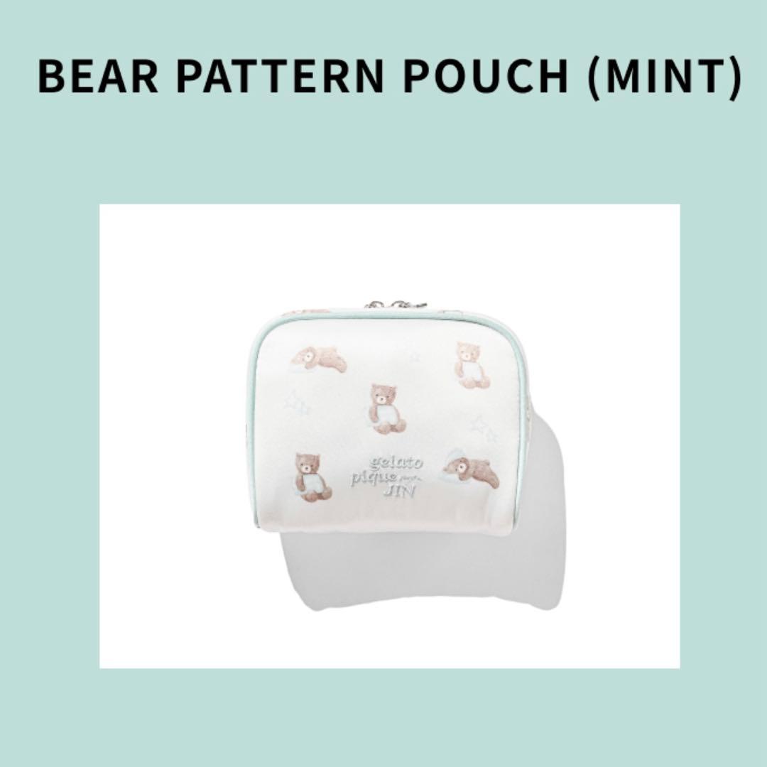 JIN ジェラートピケ BEAR PATTERN POUCH (MINT)