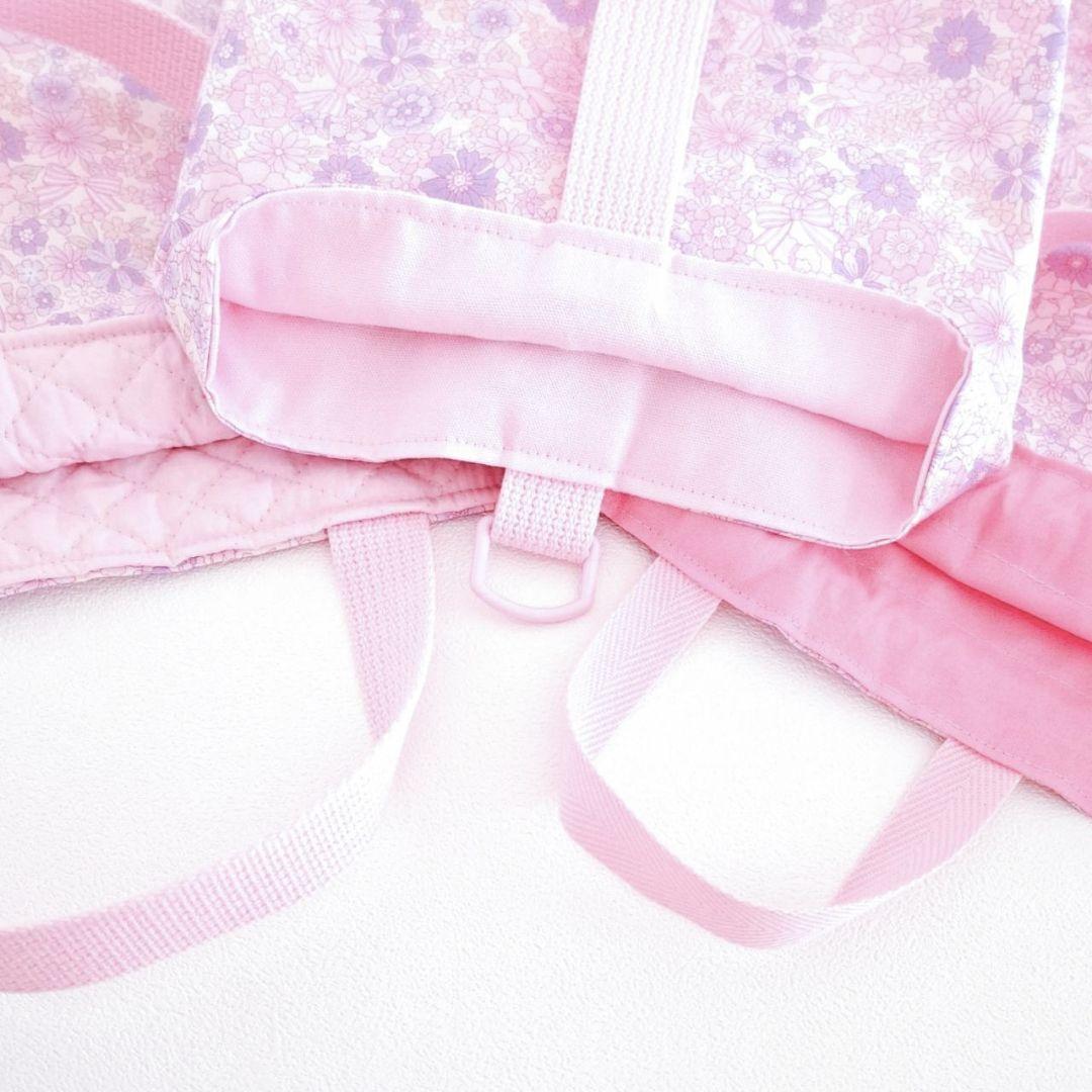 入園入学3点セット　花柄　パステルピンク　ドット　女の子　レッスンバック