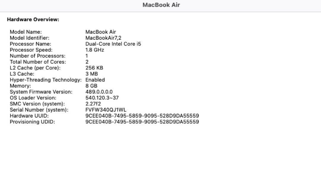 MacBook Air 2017 13インチ / 256GB / 8GB