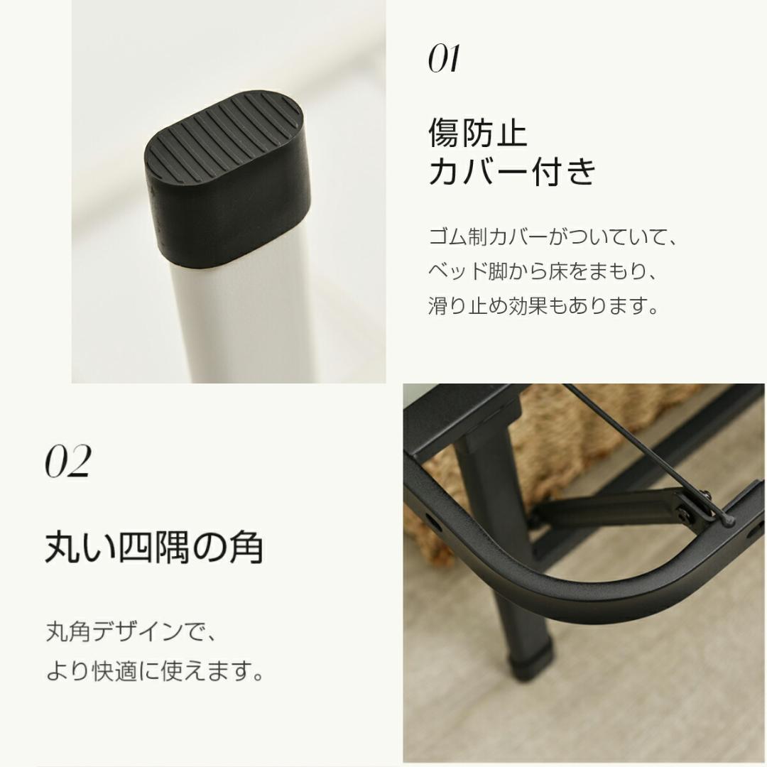 大人気！耐荷重200KG折りたたみベッド シングル 組立簡単 ベッド　BLACK